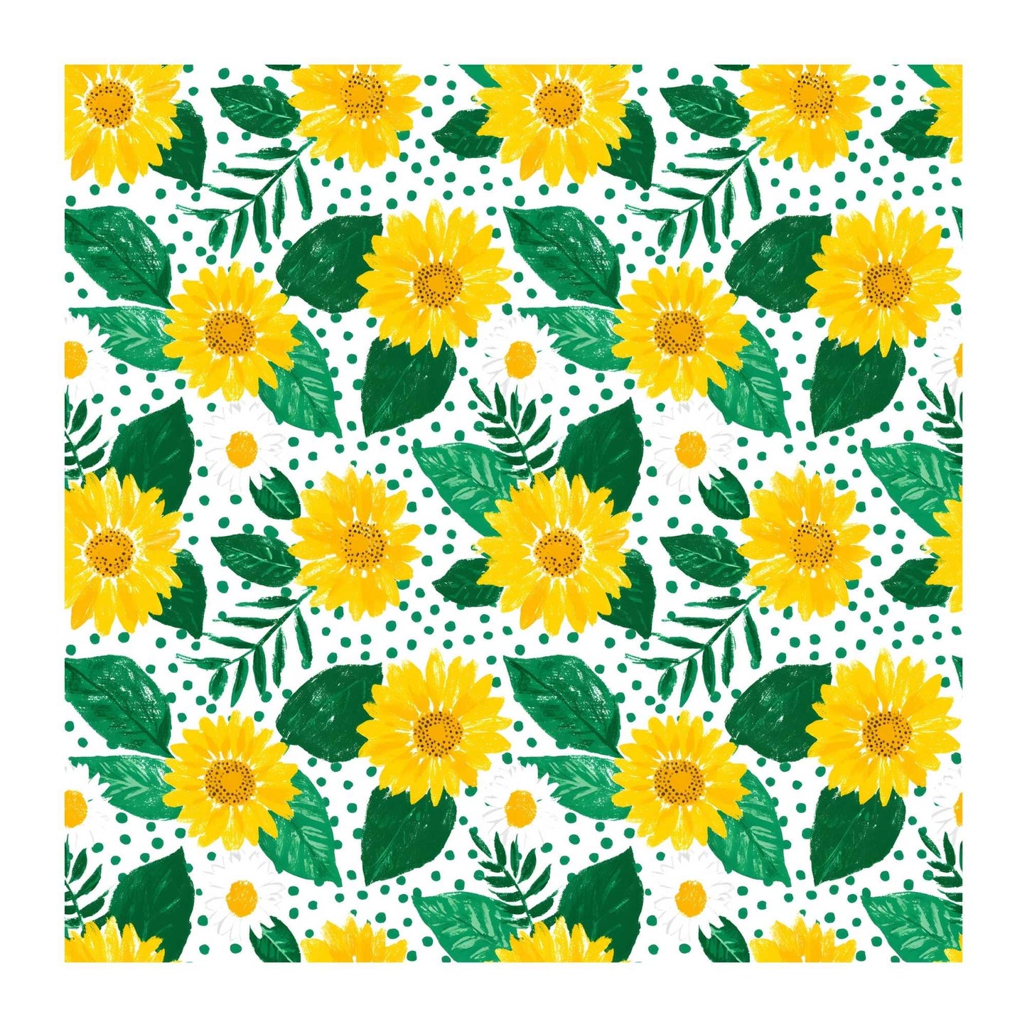 White Sunflower Scrapbook Paper - 8.5x11