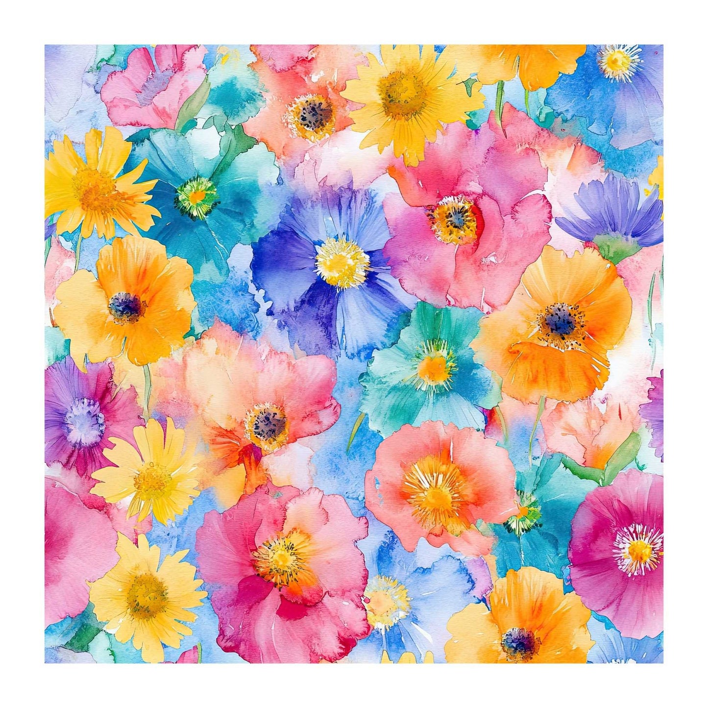 Watercolor Garden Scrapbook Paper - 8.5x11
