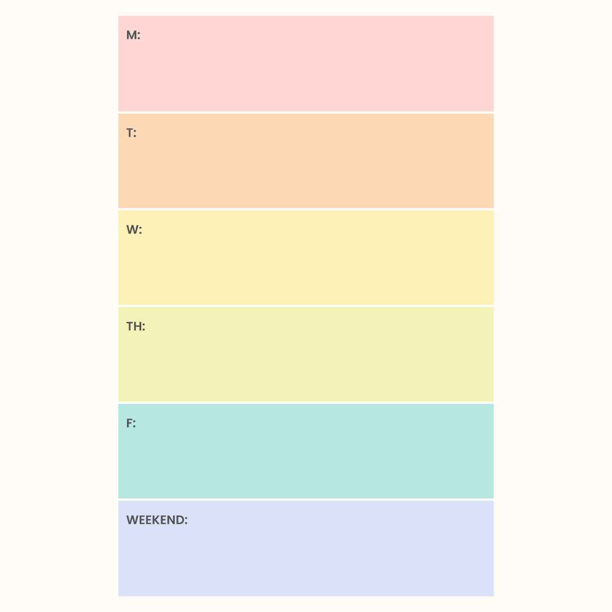 Weekly Rainbow Notepad 5" x 7"
