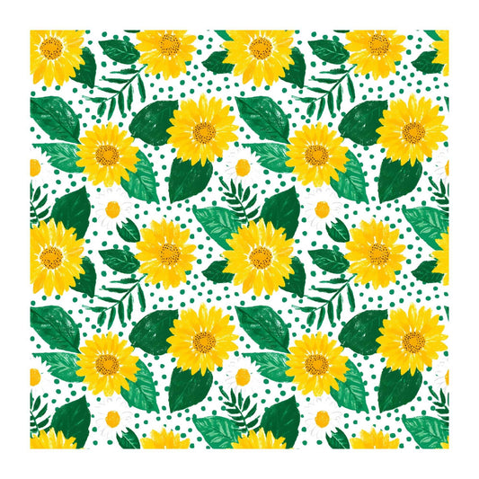 White Sunflower Scrapbook Paper - 8.5x11