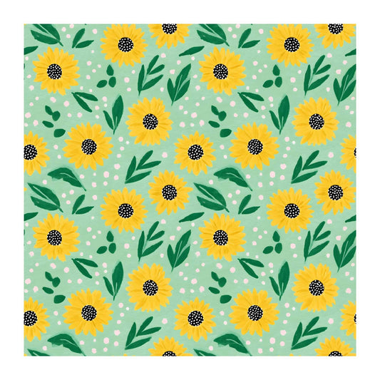 Green Sunflower Scrapbook Paper - 8.5x11
