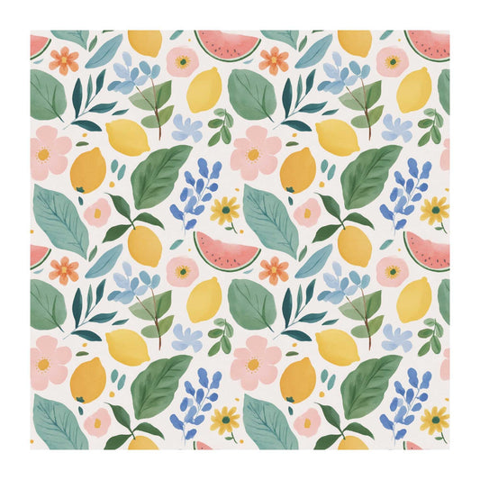 Floral Lemon Scrapbook Paper - 8.5x11