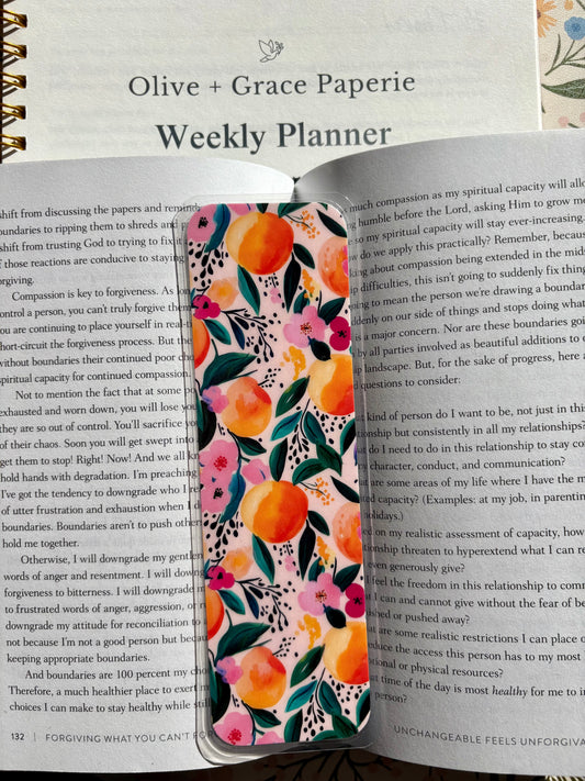 Peach Floral Bookmark