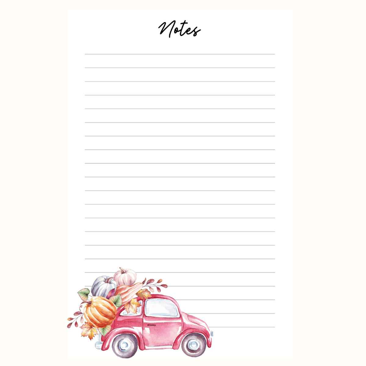 Pumpkin Car Notepad 5" x 7"
