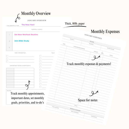 2026 Spiral Weekly Planner - Blue Sunflower (8.5x11)