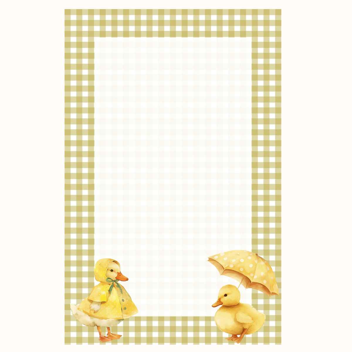 Olive Gingham Ducklings Notepad 5" x 7"