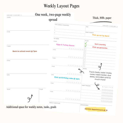 2026 Spiral Weekly Planner - Blue Sunflower (8.5x11)