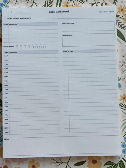 Daily Dashboard Desk Pad - 8.5x11