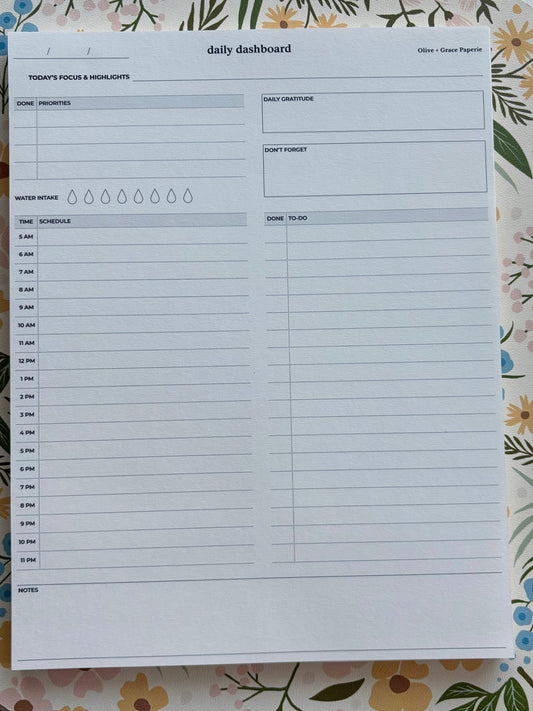 Daily Dashboard Desk Pad - 8.5x11