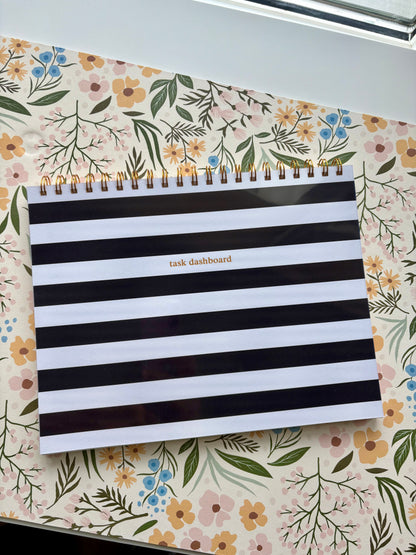 Black & White Stripe - Task Dashboard Desk Pad