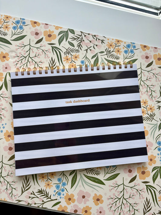 Black & White Stripe - Task Dashboard Desk Pad