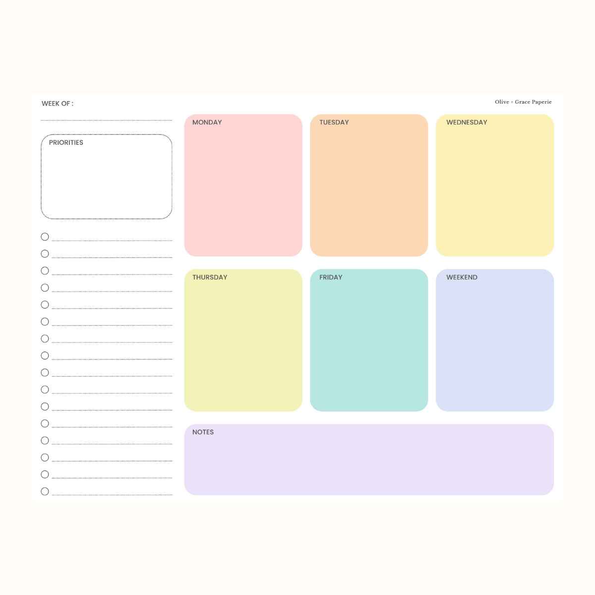 Weekly Rainbow DeskPad 8.5"x11"
