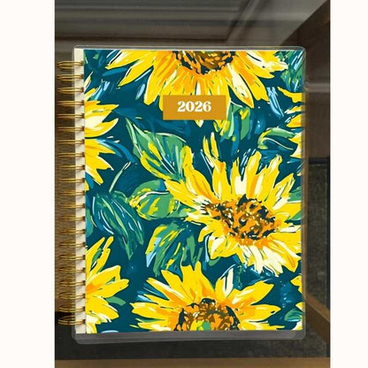 2026 Spiral Weekly Planner - Blue Sunflower (8.5x11)