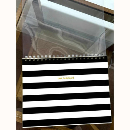 Black & White Stripe - Task Dashboard Desk Pad