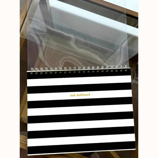 Black & White Stripe - Task Dashboard Desk Pad